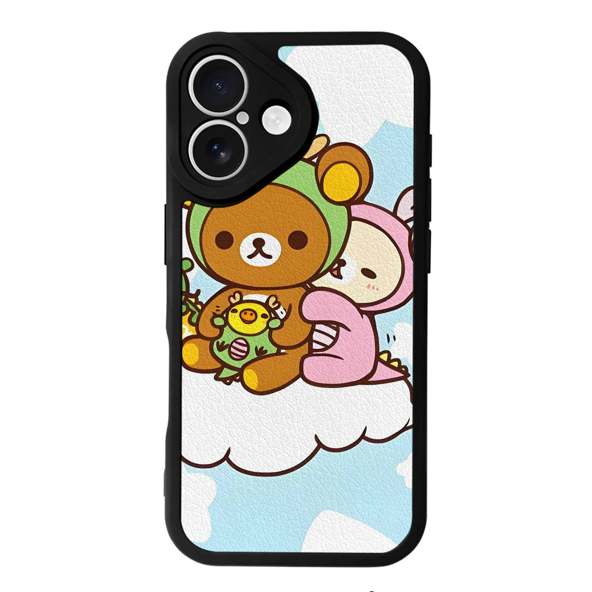 （画像用） リラックマ リラックマ キイロイトリ Rilakkuma Korilakkuma Kiiroitori 【iPhone 16シリーズ対応】シリコンスマホケース（レザー調） 材質：シリコン
